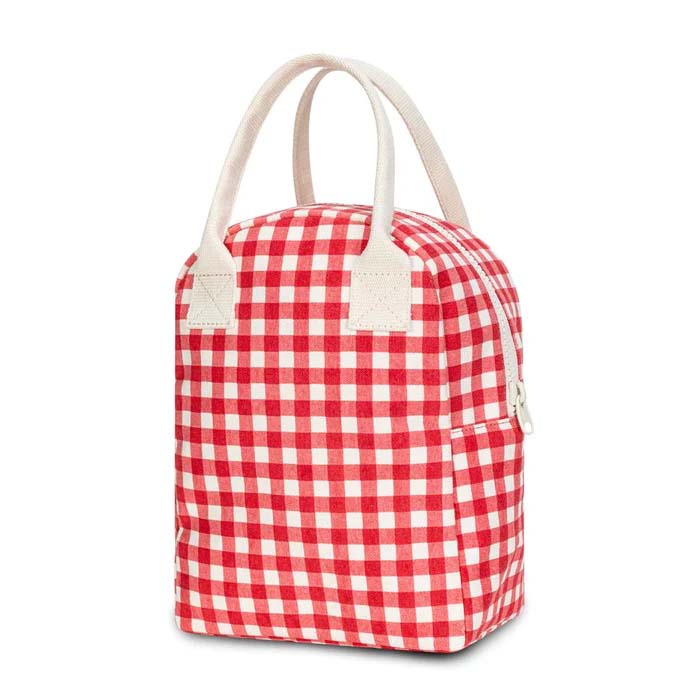 Gingham Red Zipper Lunch Bag