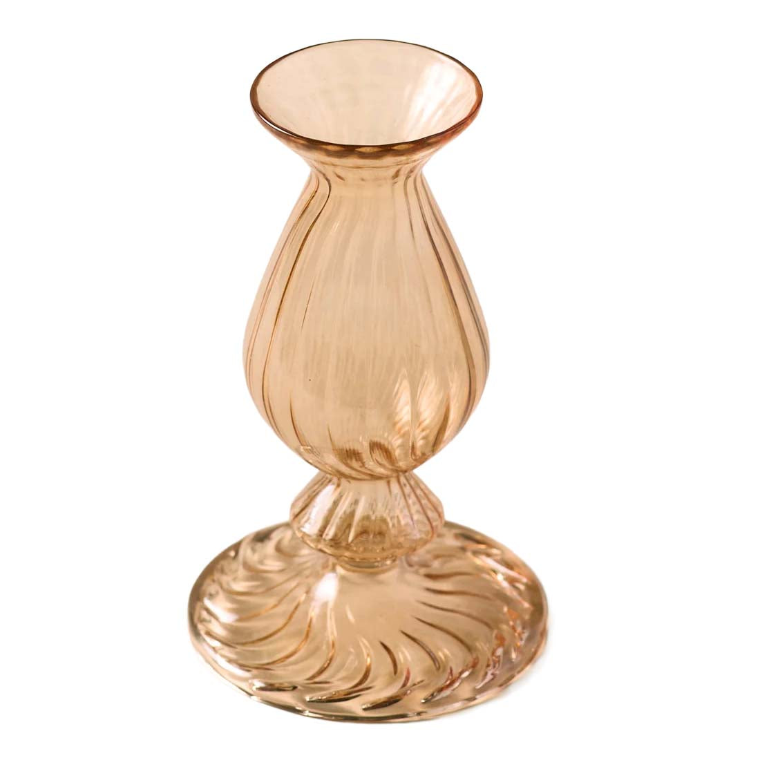 Amber glass candle holder on a white background