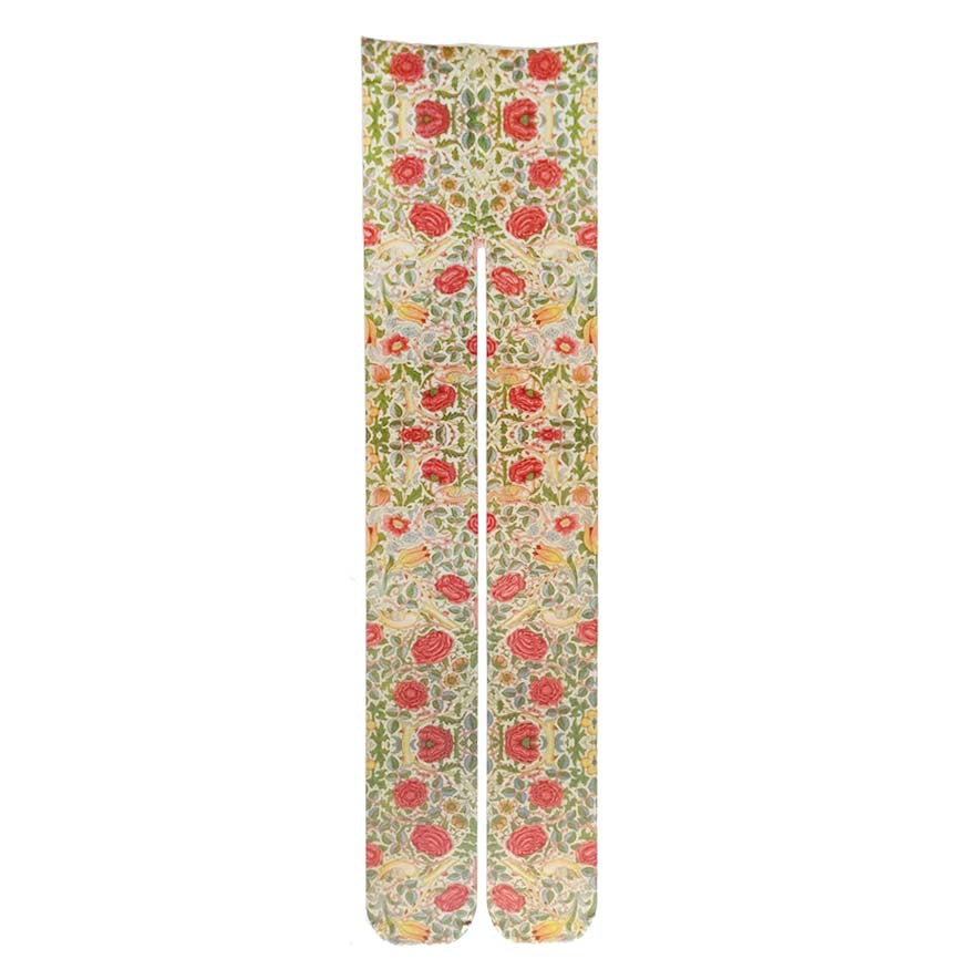 Floral patterned socks on a white background