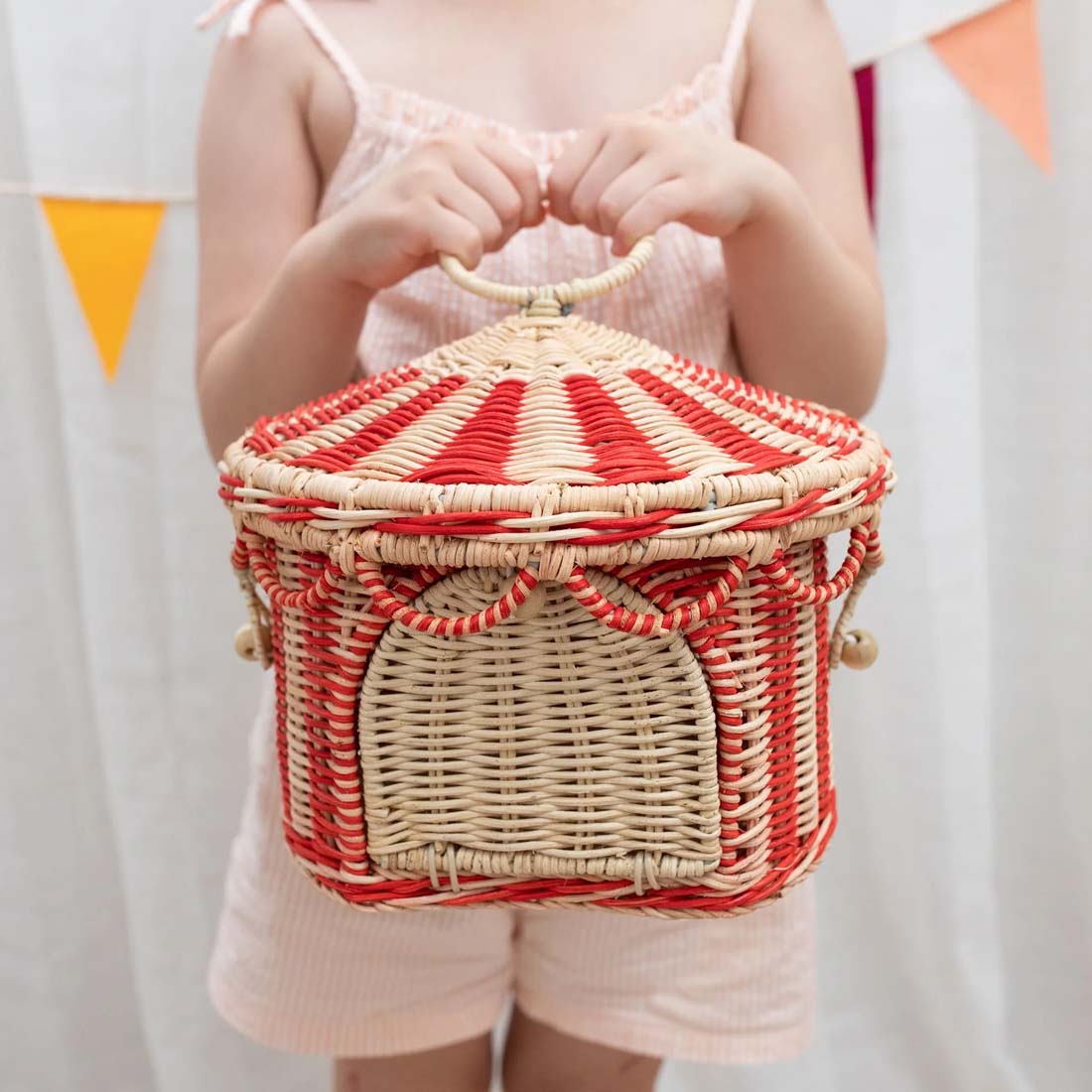 Circus Tent Red Stripe Toy Basket