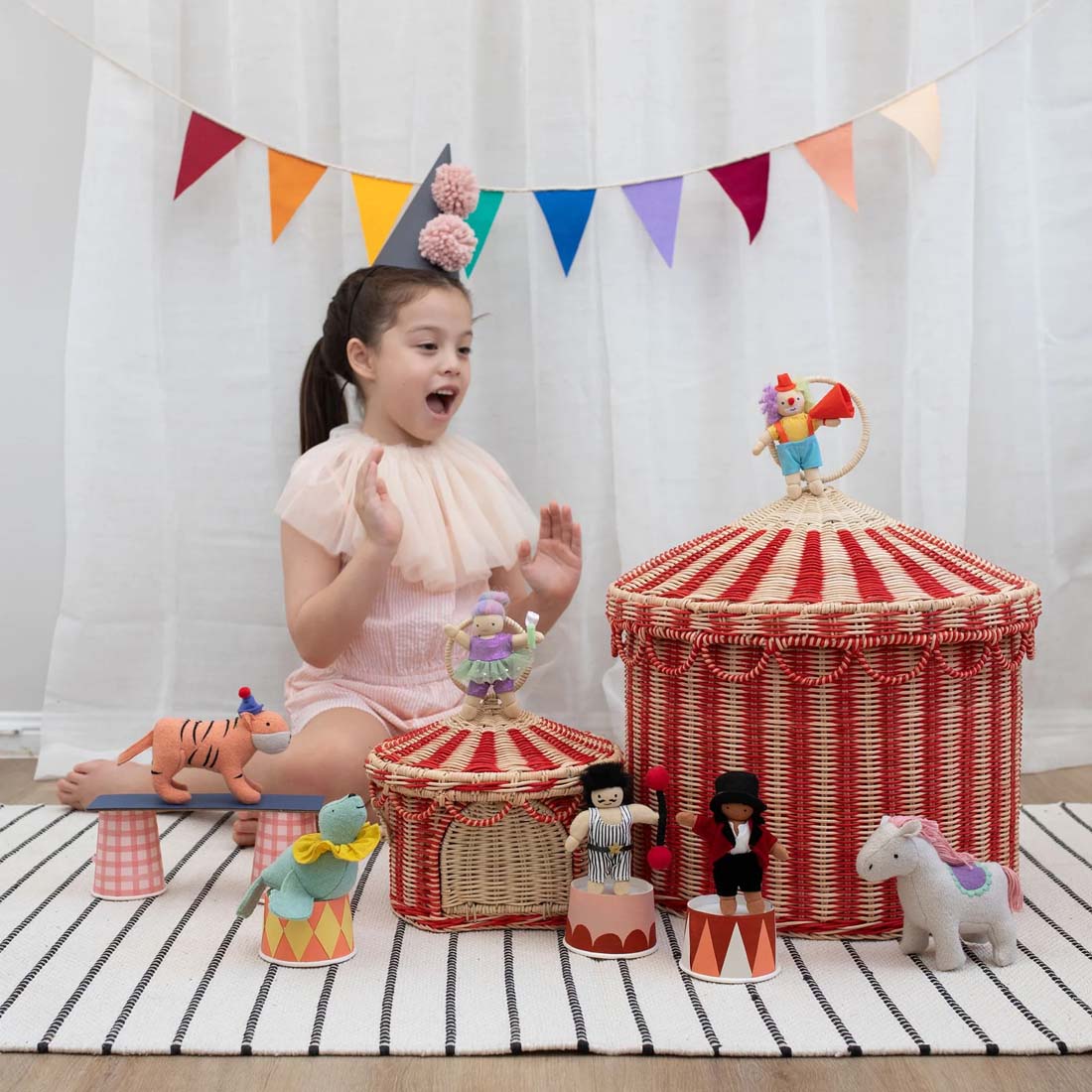 Circus Tent Red Stripe Toy Basket