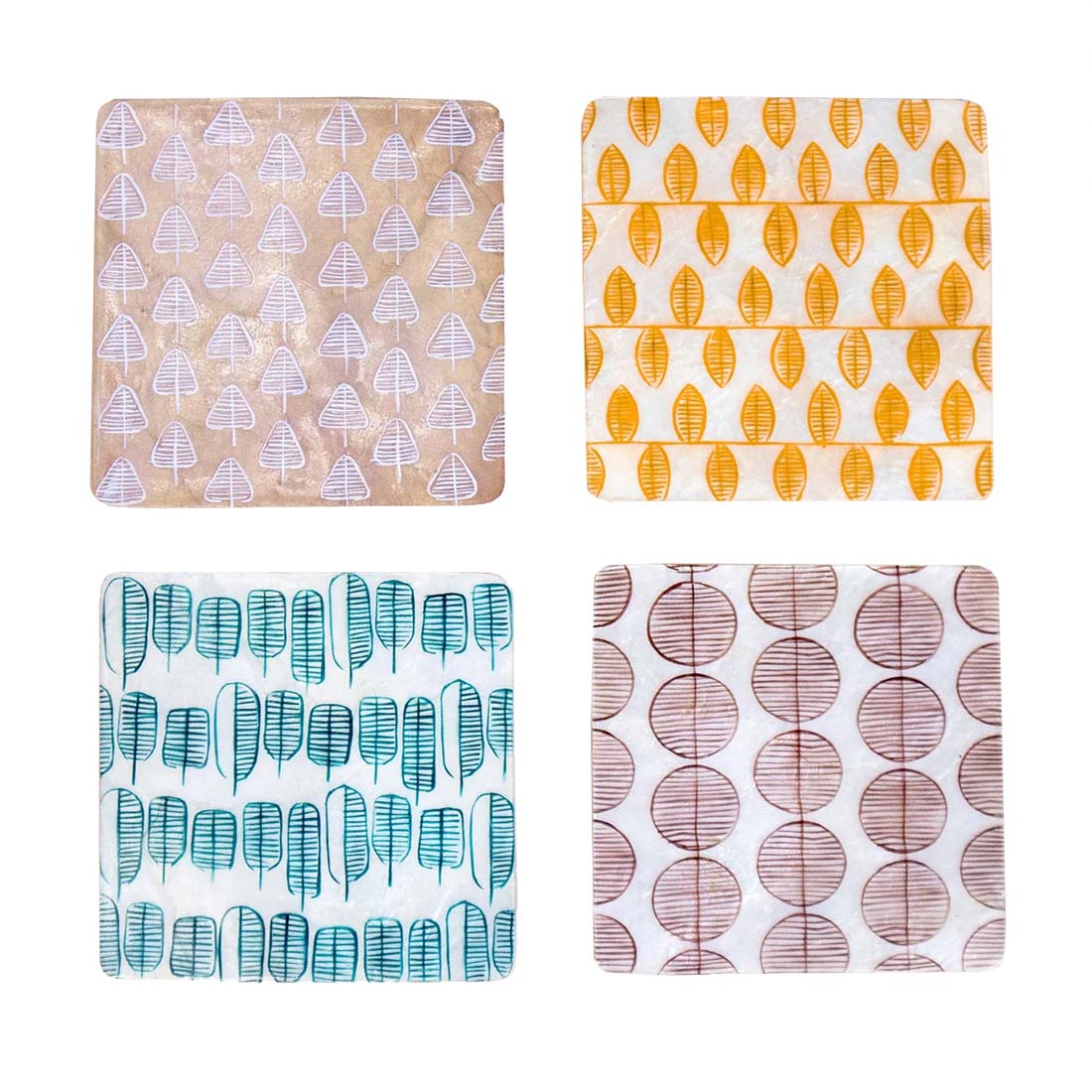 Nordic Patterned Shell Coasters