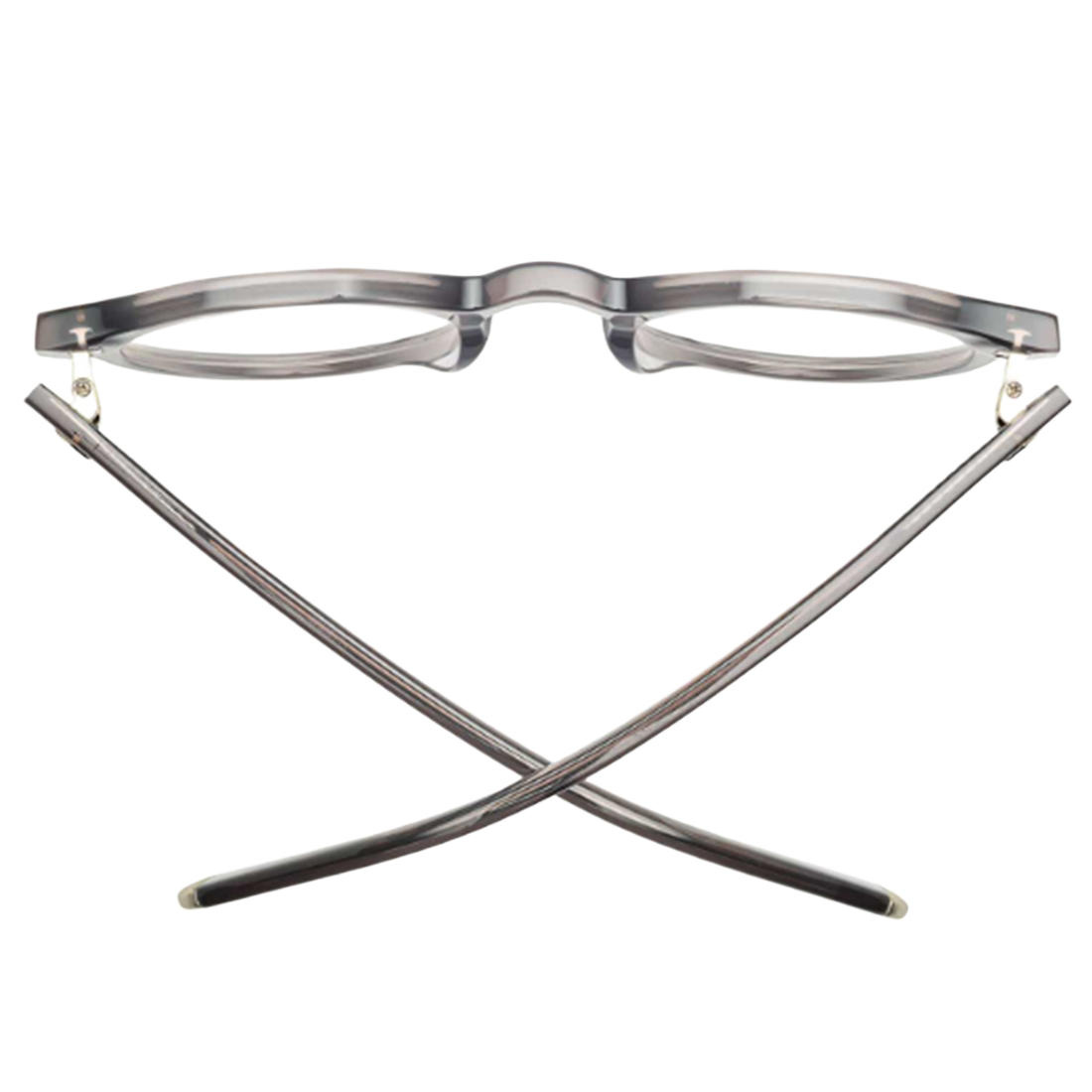 Gray round eyeglasses top view