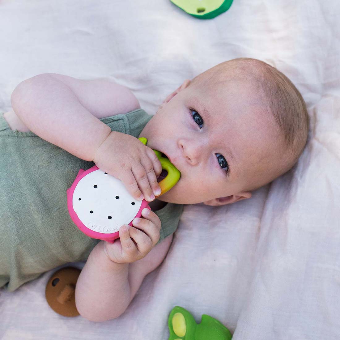 Oli & Carol baby teether set in packaging on a white background