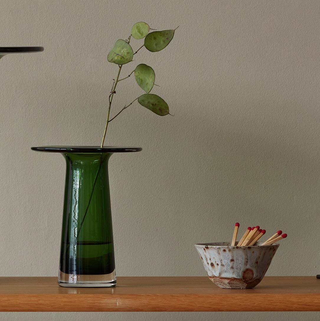 Fern Green Colored Glass Victoria Vase