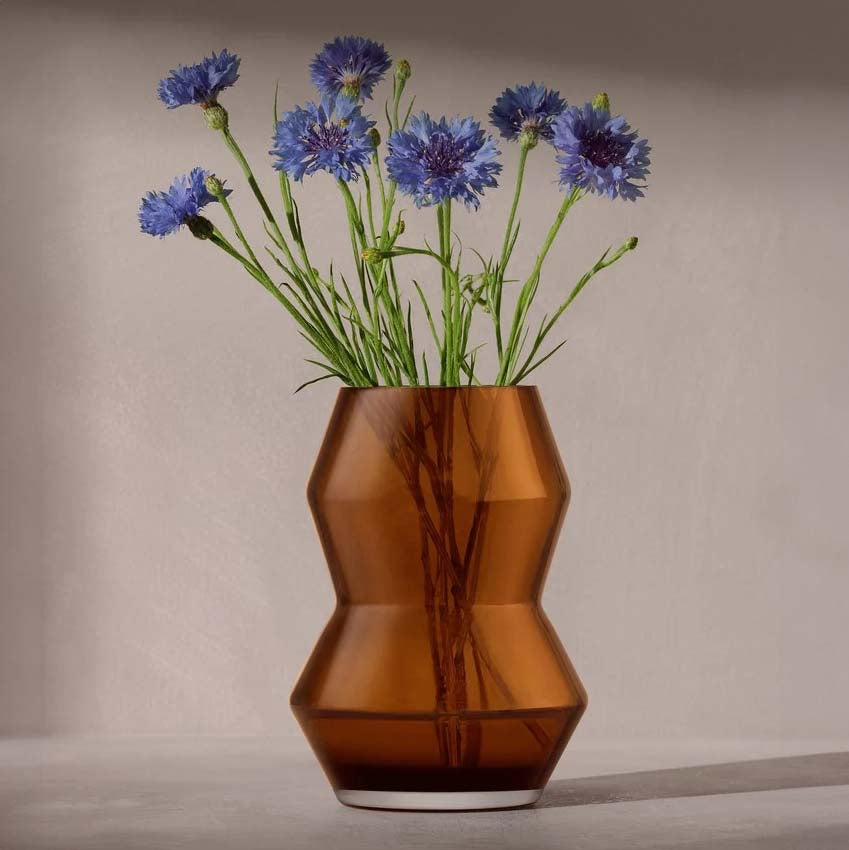 Cognac Colored Sculpt Glass Vase