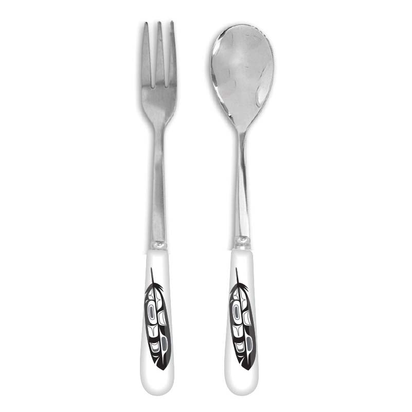 Eagle Feather Appetizer Fork and Spoon Set