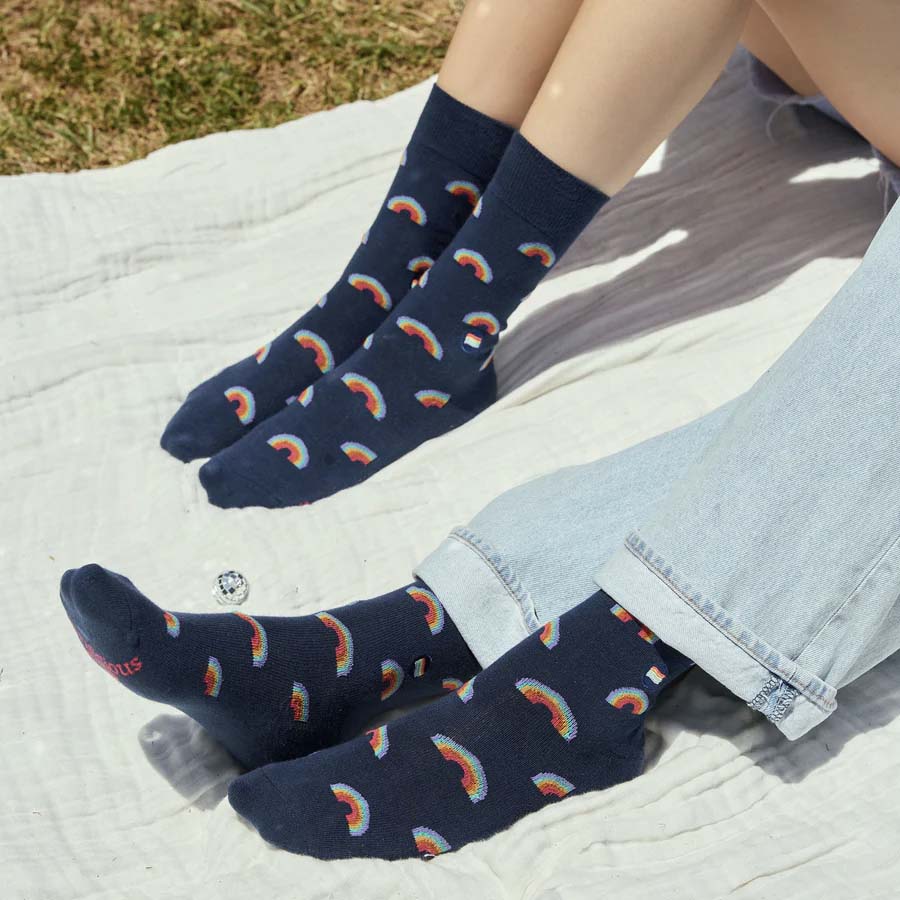 Pride Navy Rainbows Women's Crew Socks