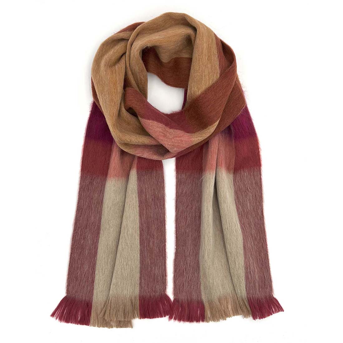 Sea Coral Alpaca Plaid Scarf