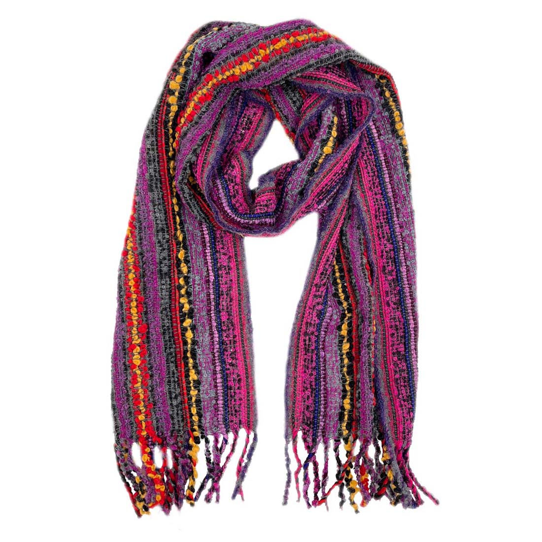 Berry Boucle Fringe Alpaca Scarf