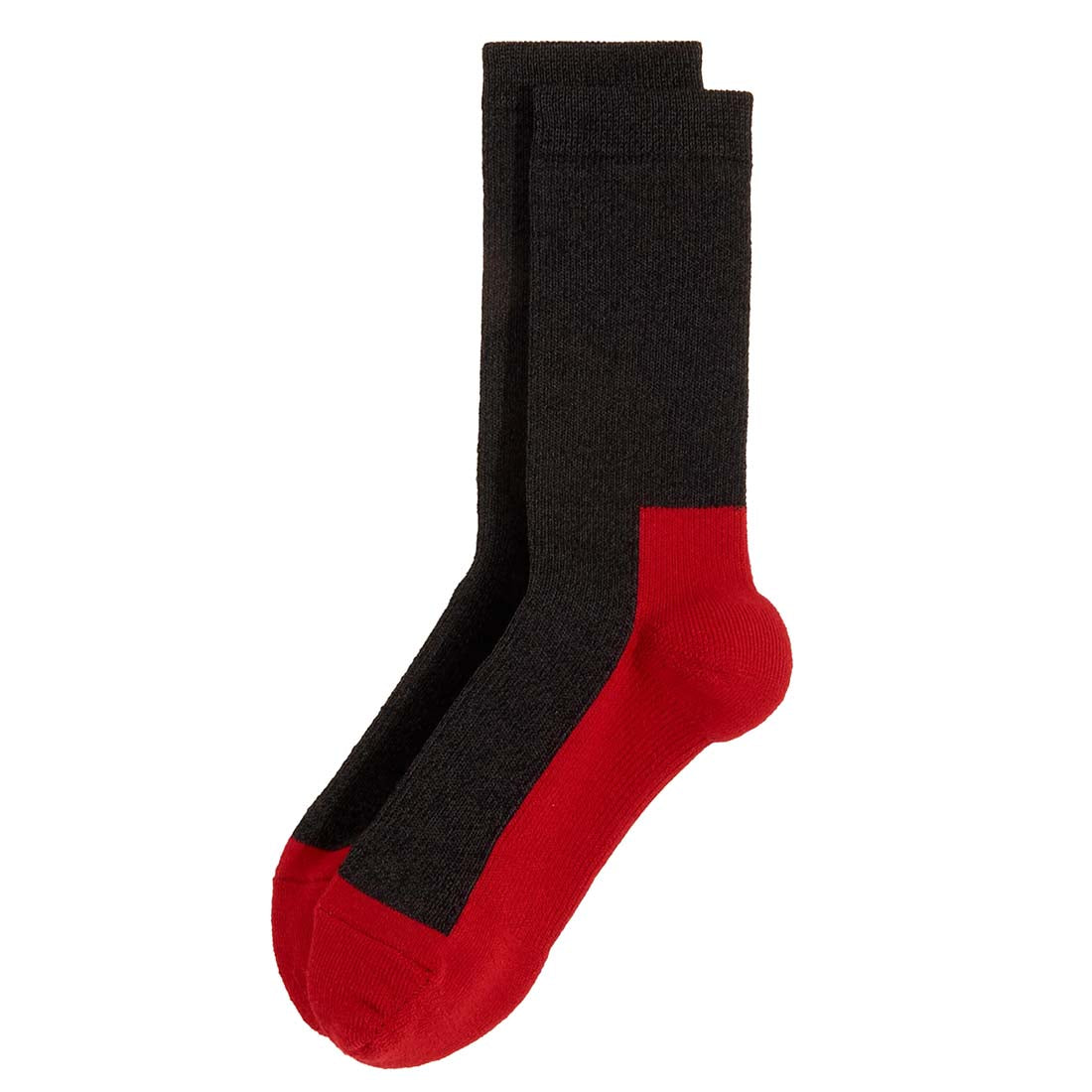 Black and red sock on a white background