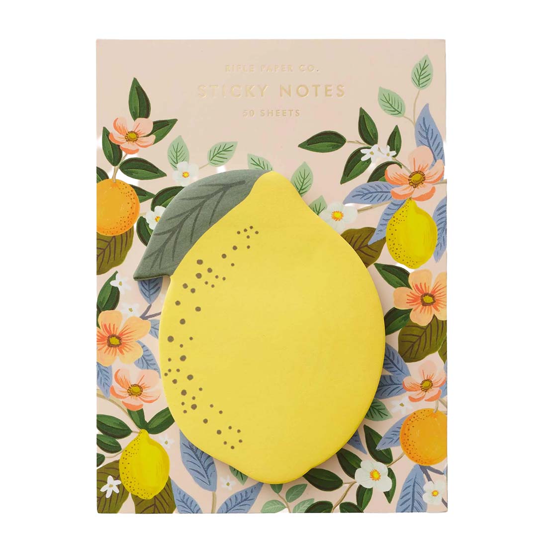 Notebook with lemon design and floral pattern on cover