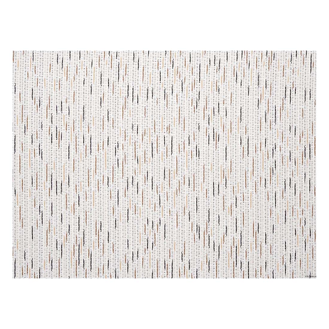 A white woven placemat with a subtle striped pattern