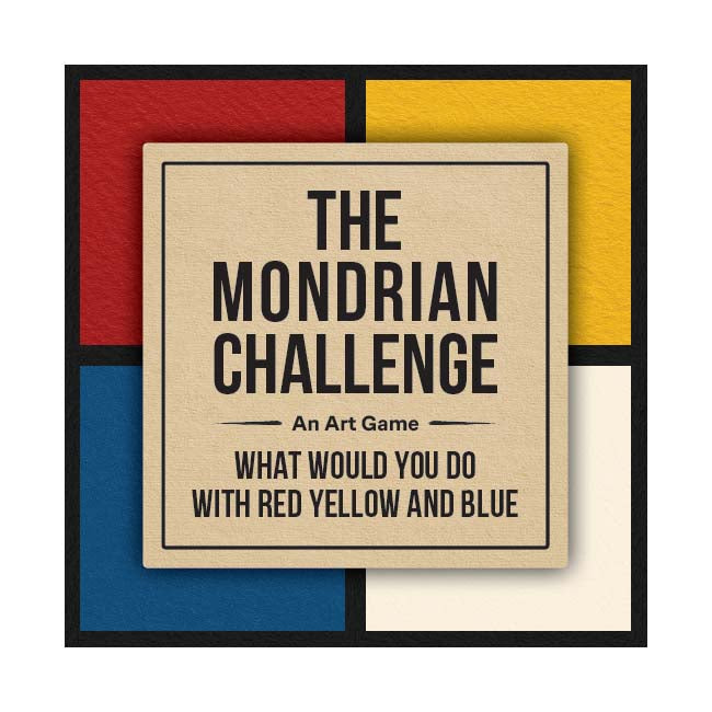 Card with 'The Mondrian Challenge' text on a colorful abstract background