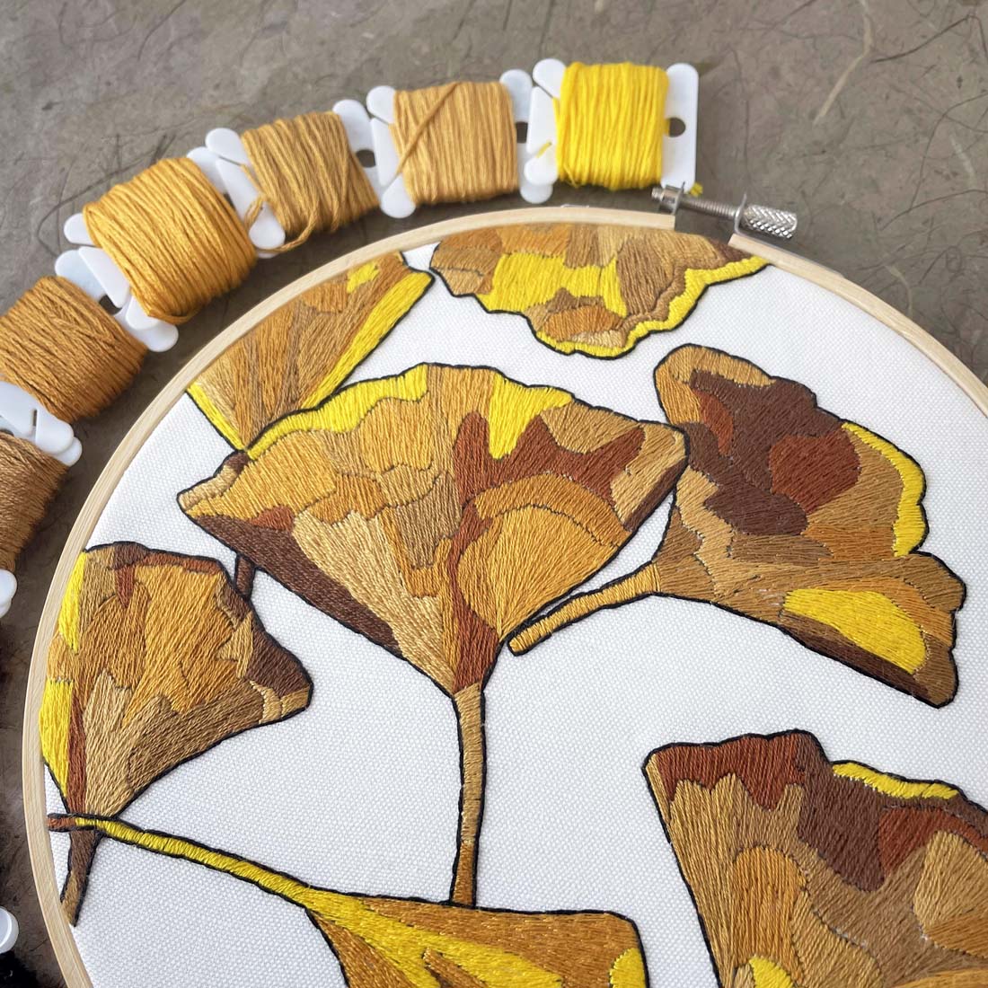 DIY Gingko Leaves Embroidery Kit