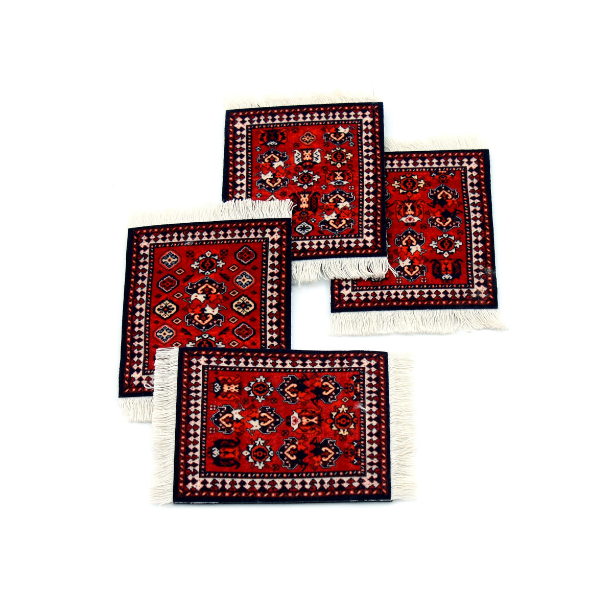 Early Turkmen Rug Coaster Set