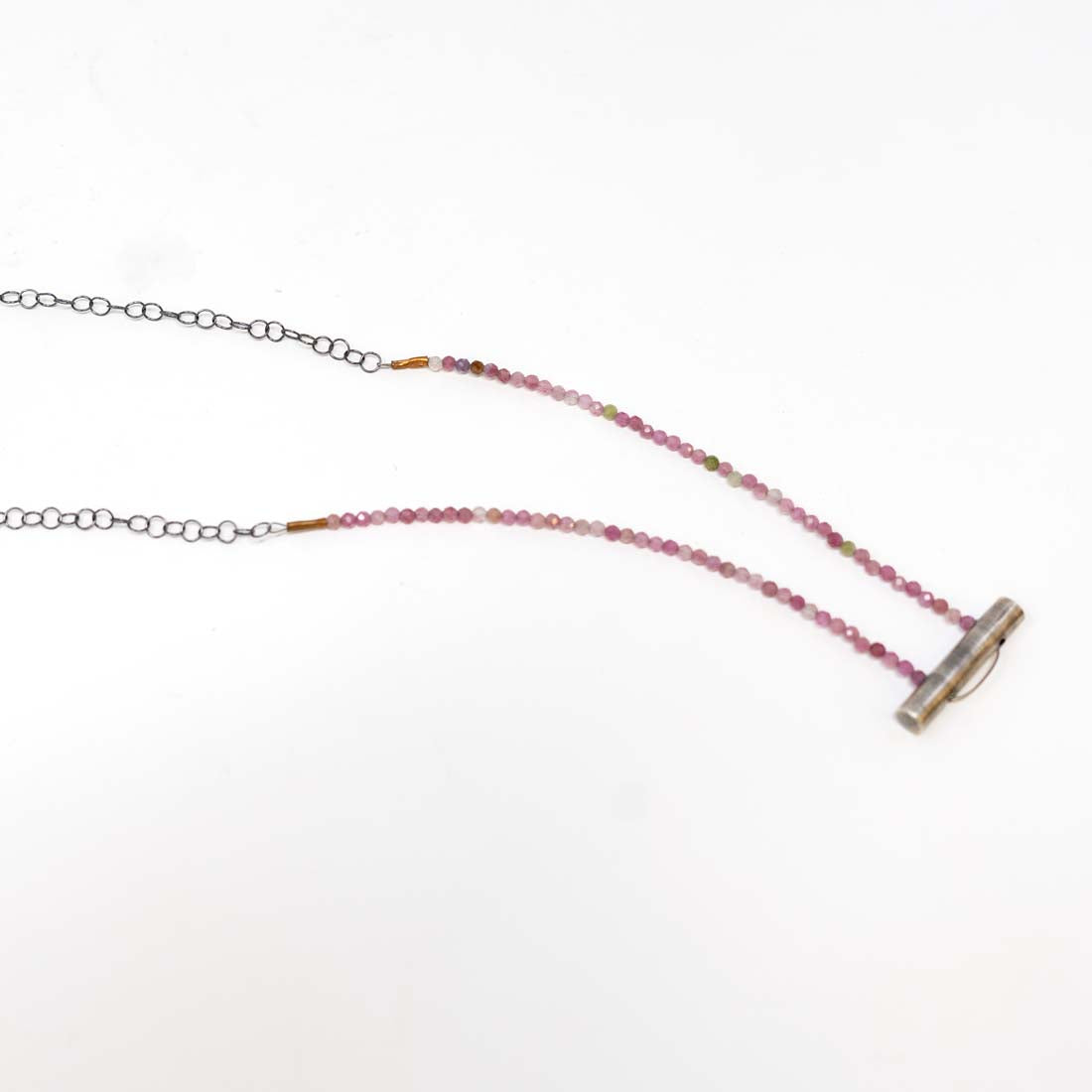 Sterling Silver Bar and Micro Tourmaline Necklace