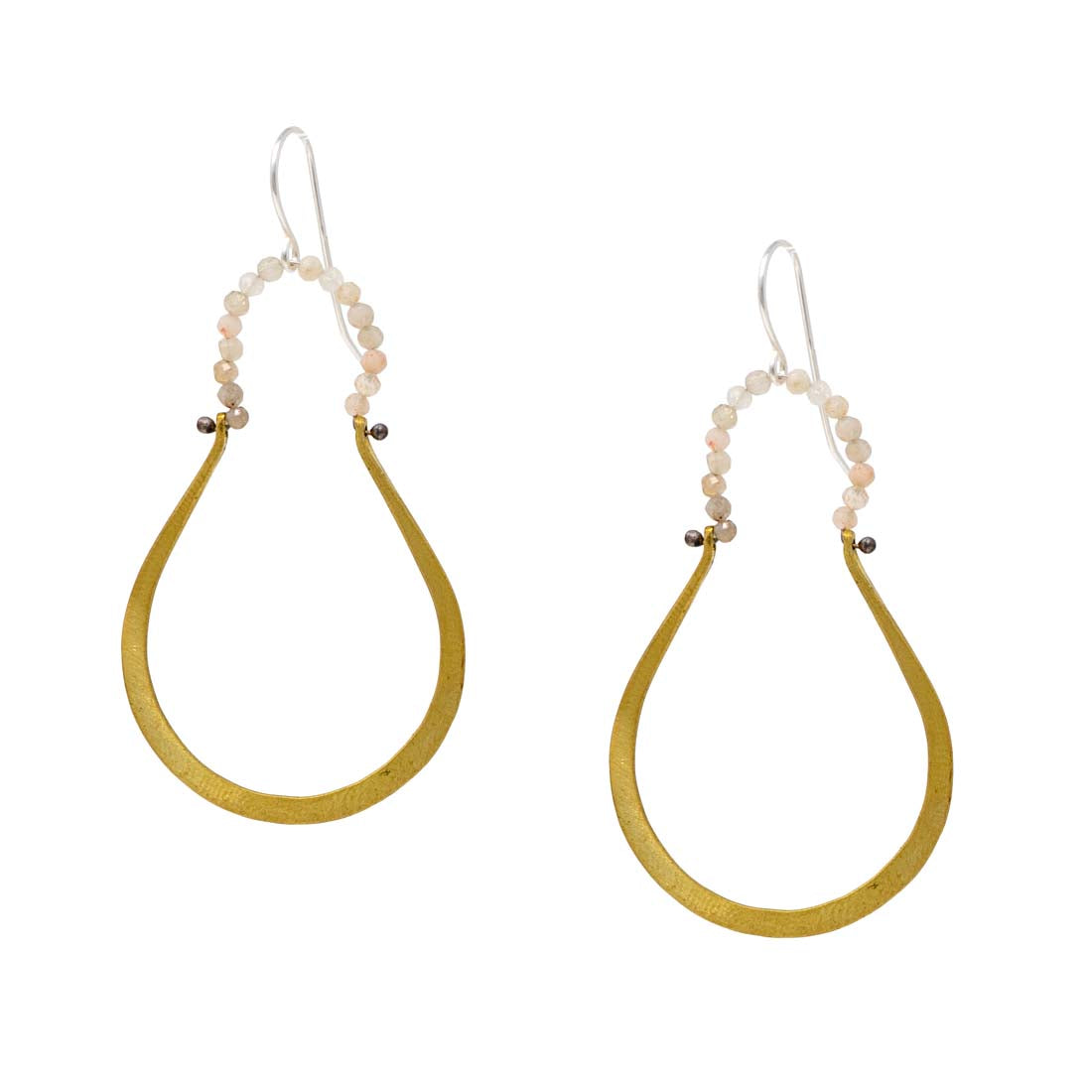 Peach Tourmaline Brass Earrings