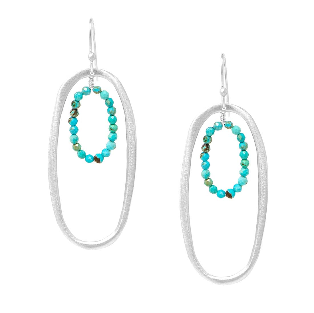 Sterling Silver and Turquoise Oval Earrings