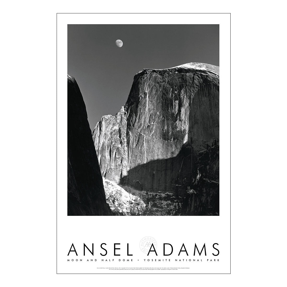 Ansel Adams Moon and Half Dome, Yosemite National Park, California PosterAnsel Adams Moon and Half Dome, Yosemite National Park, California Poster