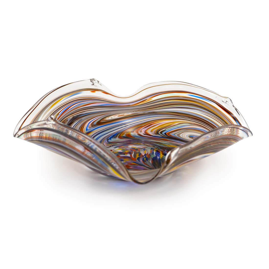 Peacock Hand Blown Square Bowl