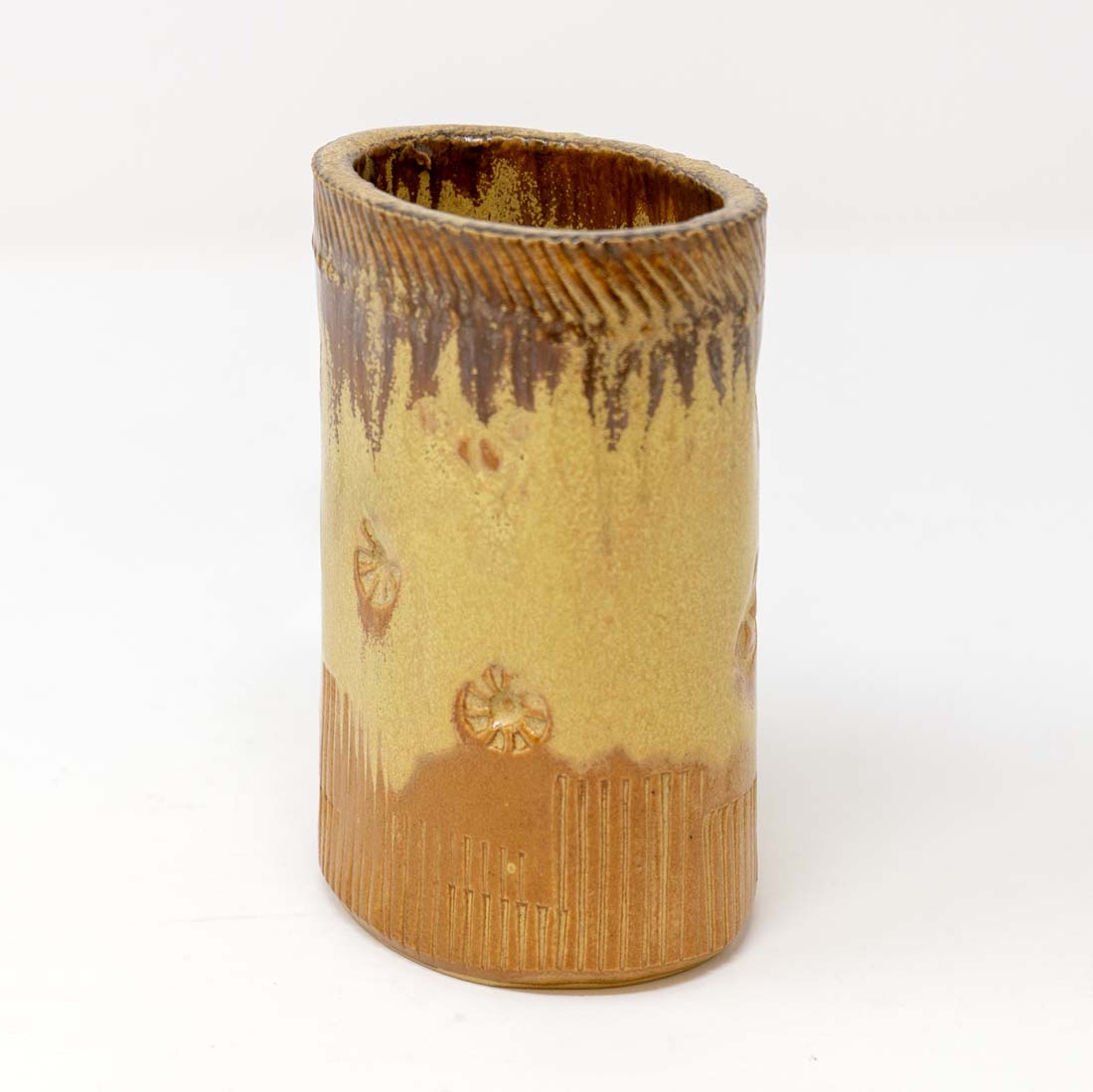 Short Brown Oval Vase