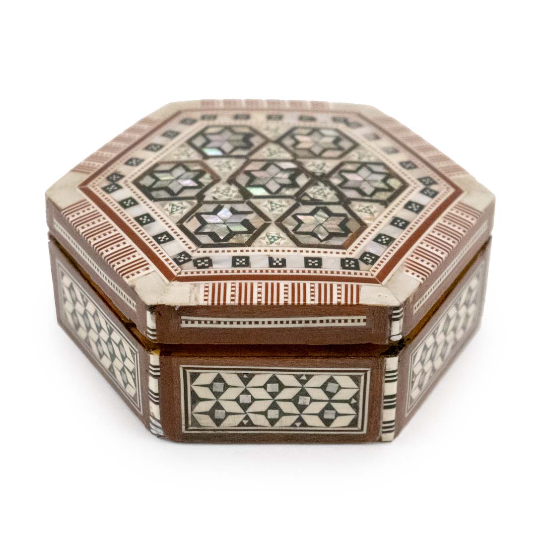 Egyptian Mother of Pearl Faceted Box