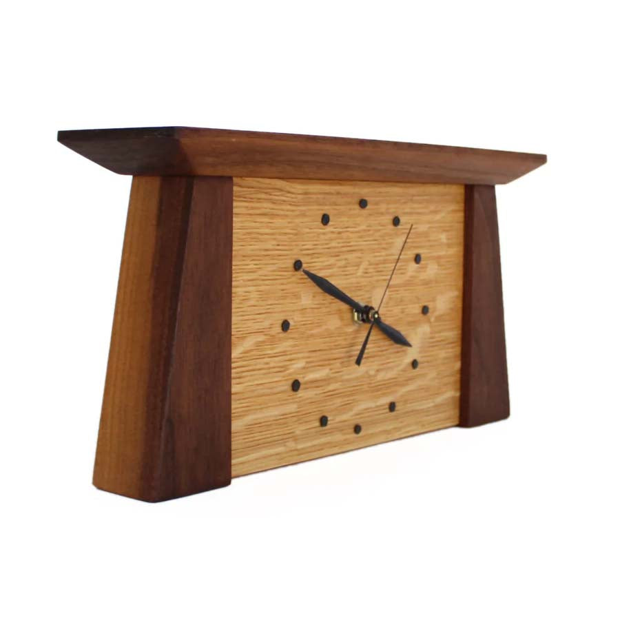 Prairie Walnut &amp; White Oak Mantel Clock